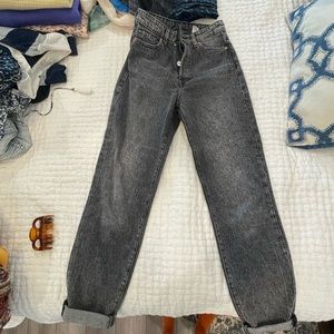 H&M black denim high waist mom jeans